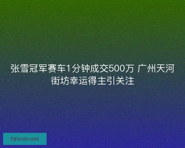 张雪冠军赛车1分钟成交500万 广州天河街坊幸运得主引关注