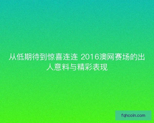 从低期待到惊喜连连 2016澳网赛场的出人意料与精彩表现