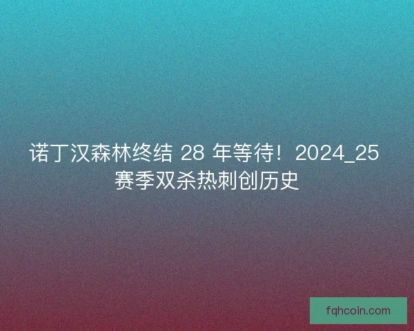 诺丁汉森林终结 28 年等待！2024_25 赛季双杀热刺创历史